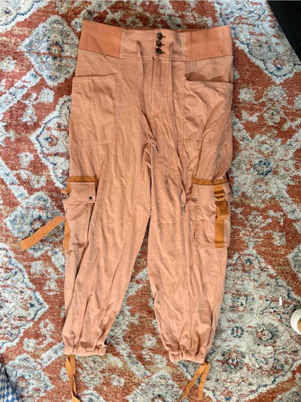 Free People Orange Cargo Jogger Pants